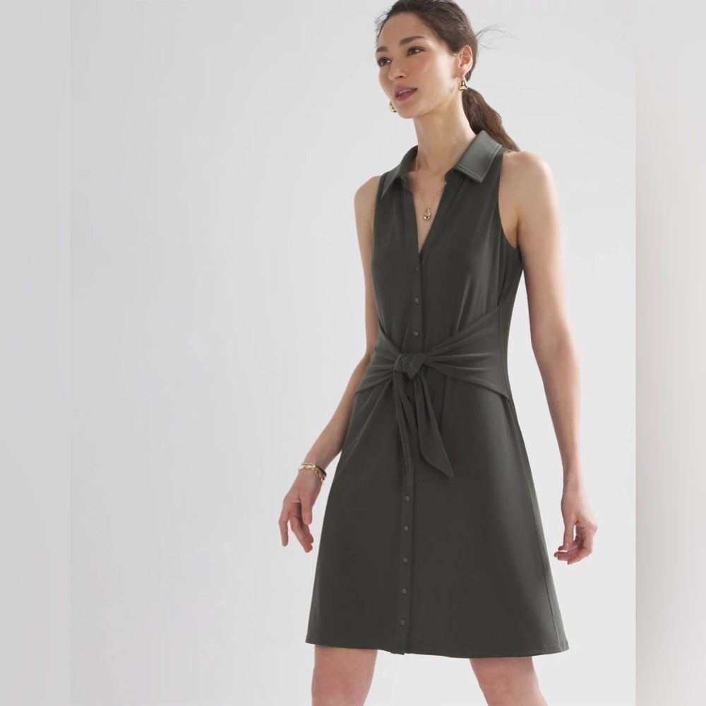 White House Black Market Tie Front Green Dress